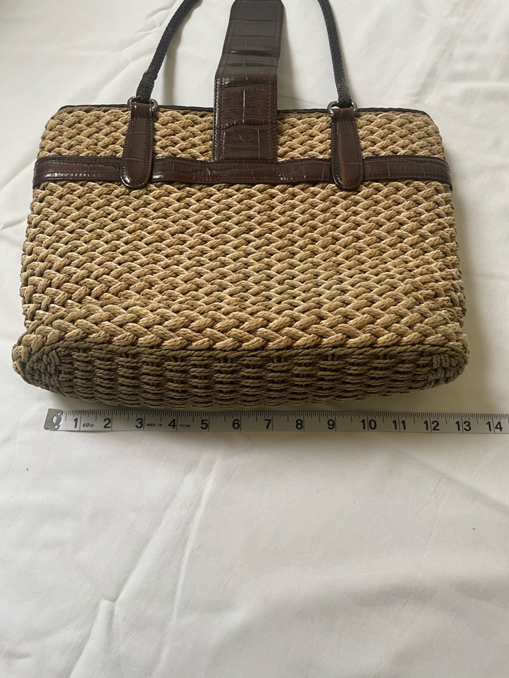 Brighton woven straw and leather trim shoulder purse - Picture 10 of 15